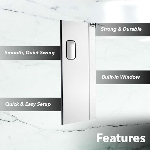 2 Pack 36" x 84" Single Swinging Traffic Doors with 9" x 14" Windows - Commercial Aluminum Restaurant Kitchen Impact Service Doors for Warehouse, Supermarket & Food Service in Kuwait