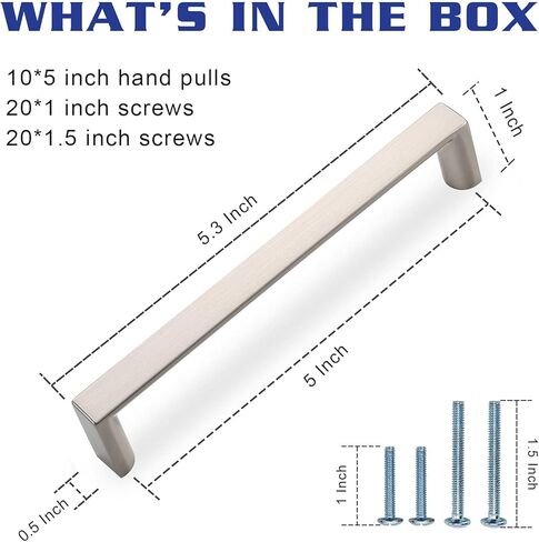 10 Pack 5 Inch(128mm) Kitchen Cabinet Handles Brushed Satin Nickel Cabinet Pulls Kitchen Cabinet Hardware Drawer Pulls for Dresser Cupboard Wardrobe in Kuwait