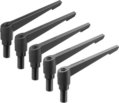 5PCS Clamping Lever Handles, M8 x 16mm Male Thread, Adjustable Quick Release Locking Rotating Screw Bolt Stud Knobs Apply for Lathe Machinery, Black in Saudi Arabia