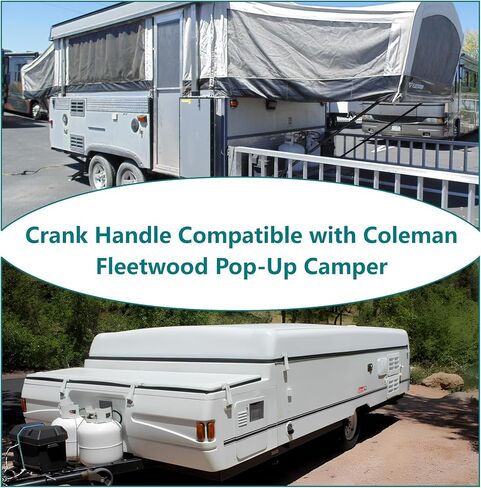 Crank Handle Replacement for Coleman Fleetwood Pop-Up Camper - Compatible with Coachmen & Fleetwood Tent Campers- Heavy Duty Iron Lift System Crank with Rotating Plastic Grip (4-1/4" Handle) in Saudi Arabia