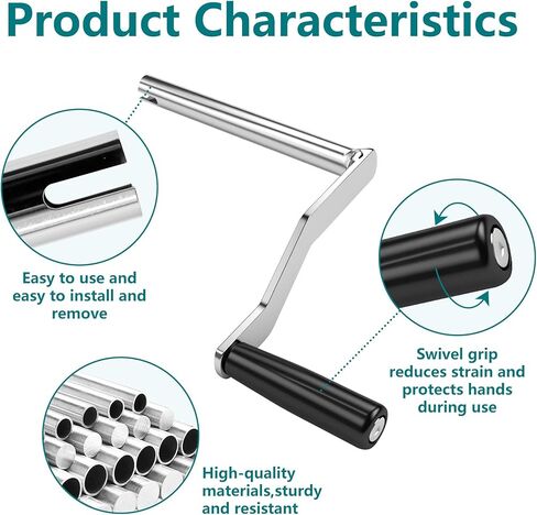 Crank Handle Replacement for Coleman Fleetwood Pop-Up Camper - Compatible with Coachmen & Fleetwood Tent Campers- Heavy Duty Iron Lift System Crank with Rotating Plastic Grip (4-1/4" Handle) in Saudi Arabia