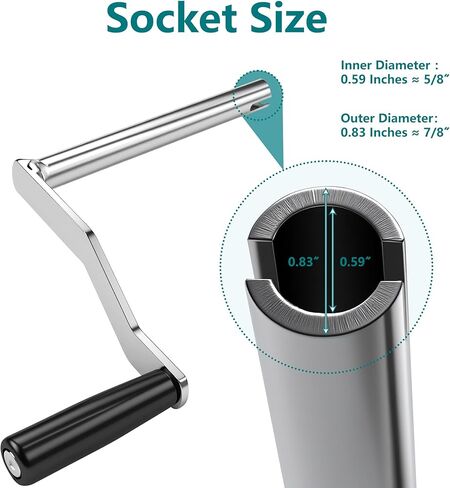 Crank Handle Replacement for Coleman Fleetwood Pop-Up Camper - Compatible with Coachmen & Fleetwood Tent Campers- Heavy Duty Iron Lift System Crank with Rotating Plastic Grip (4-1/4" Handle) in Saudi Arabia