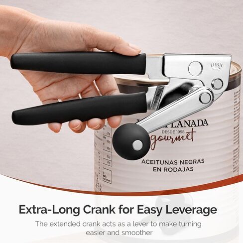 MARSWELL Heavy Duty Can Opener for Large Cans, Extra-Long Handles & Oversized Knob for Easy Cranking, Commercial Manual Hand Crank Opener Opens Big #10 Cans Smoothly, Strong All-Steel Construction in Saudi Arabia