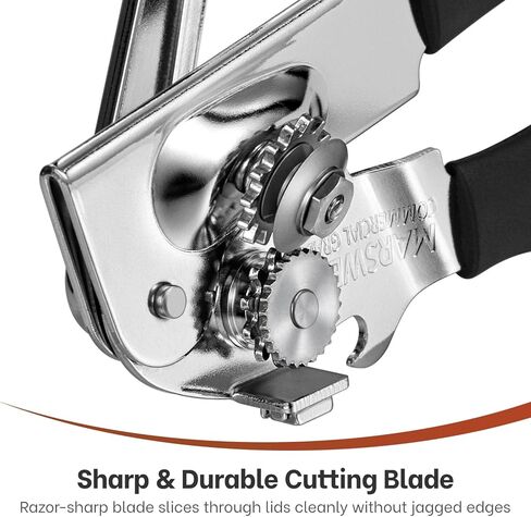 MARSWELL Heavy Duty Can Opener for Large Cans, Extra-Long Handles & Oversized Knob for Easy Cranking, Commercial Manual Hand Crank Opener Opens Big #10 Cans Smoothly, Strong All-Steel Construction in Saudi Arabia