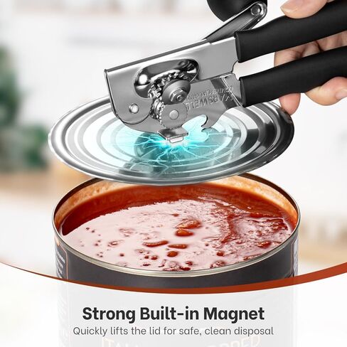 MARSWELL Heavy Duty Can Opener for Large Cans, Extra-Long Handles & Oversized Knob for Easy Cranking, Commercial Manual Hand Crank Opener Opens Big #10 Cans Smoothly, Strong All-Steel Construction in Saudi Arabia
