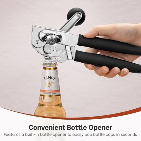 MARSWELL Heavy Duty Can Opener for Large Cans, Extra-Long Handles & Oversized Knob for Easy Cranking, Commercial Manual Hand Crank Opener Opens Big #10 Cans Smoothly, Strong All-Steel Construction in Saudi Arabia