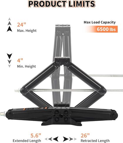 OULEME 24" RV Camper Scissor Jack, 6500 lbs Travel Trailer Leveling Stabilizer with Crank Handle & Drill Socket - Set of 4 in Saudi Arabia