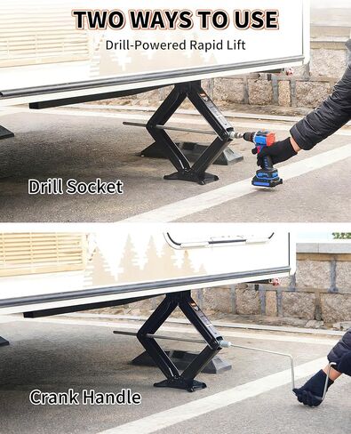 OULEME 24" RV Camper Scissor Jack, 6500 lbs Travel Trailer Leveling Stabilizer with Crank Handle & Drill Socket - Set of 4 in Saudi Arabia