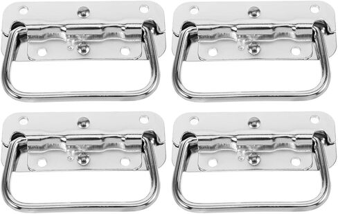 Veemoon 4pcs 100mm Stainless Steel Spring Folding Handle for Toolbox Chest Cabinet Pull Case Hardware Replacement Heavy Duty Storage Box Handle in Saudi Arabia