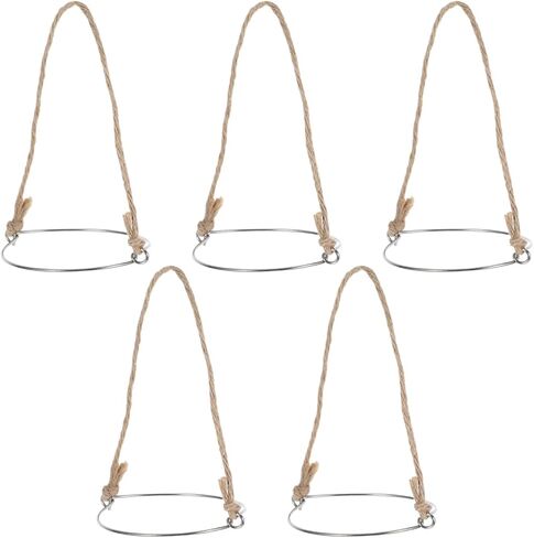 Cabilock 5pcs Metal Jar Handles Wire Hanger for Mason Jars Universal Hemp Rope for DIY Lamp Hanging Solar Lights and in Saudi Arabia