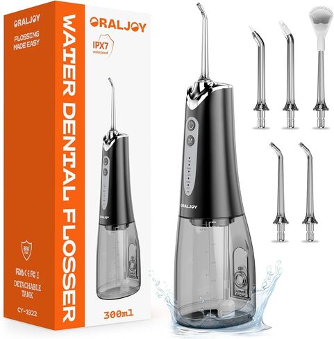 Water Dental Flosser Pick for Teeth, 300ML Portable Oral Irrigator, Professional Electric Flossing Machine Power Flossers & Irrigator Accessories Rechargeable Travel Irrigation Cleaner IPX7 Waterproof in Kuwait