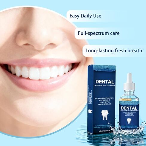 Cavity Healing Tooth Armor Transparent Enamel Strengthening Formula Drops with Hydroxyapatite, Daily Oral Care Solution for Cavity Defense and Gum Health, 2 Count in Kuwait