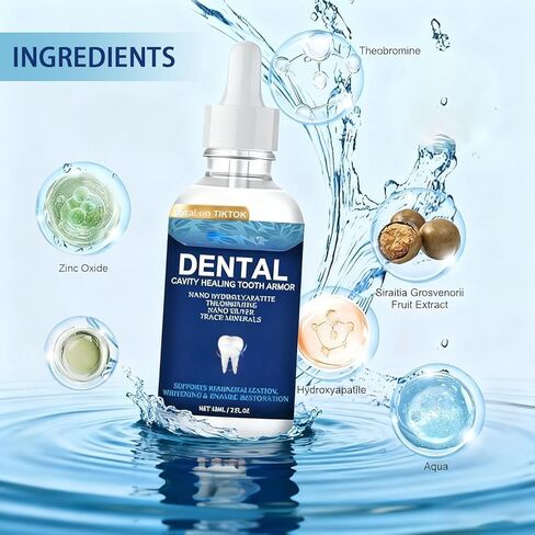 Cavity Healing Tooth Armor Transparent Enamel Strengthening Formula Drops with Hydroxyapatite, Daily Oral Care Solution for Cavity Defense and Gum Health, 2 Count in Kuwait