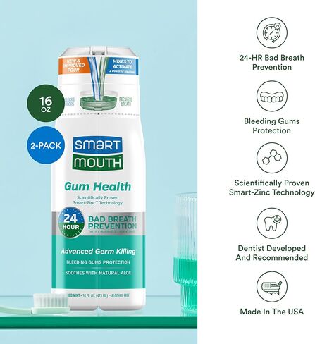 SmartMouth Gum Health Zinc Activated Breath Rinse 16oz, 2 Pack in Kuwait