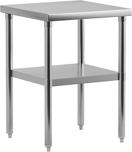 24" x 24" Stainless Steel Work Table NSF Certified Heavy Duty Commercial Kitchen Prep Table with Undershelf for Home, Restaurant, Hotel, Silver in Kuwait