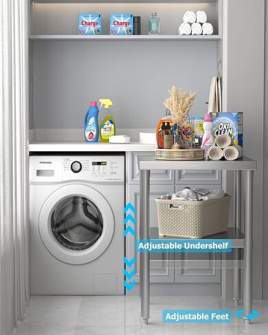 24" x 24" Stainless Steel Work Table NSF Certified Heavy Duty Commercial Kitchen Prep Table with Undershelf for Home, Restaurant, Hotel, Silver in Kuwait