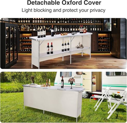 REDCAMP 82" Extra Long Portable Bar Table for Events, Pop-Up Bar Folding Mobile Bartending Station with Carry Bag for Party, Patio, Tradeshow, White in Saudi Arabia