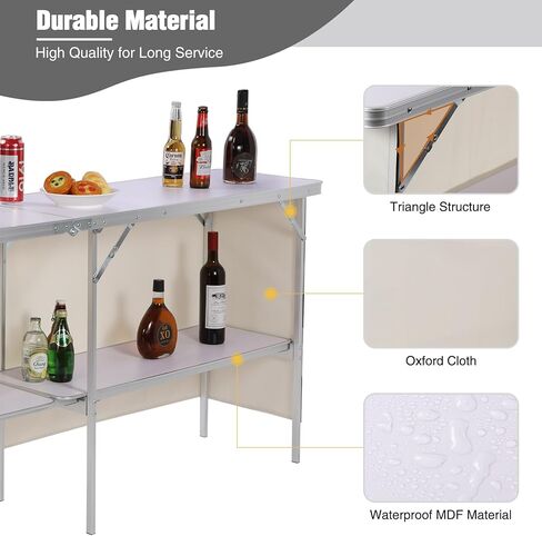 REDCAMP 82" Extra Long Portable Bar Table for Events, Pop-Up Bar Folding Mobile Bartending Station with Carry Bag for Party, Patio, Tradeshow, White in Saudi Arabia