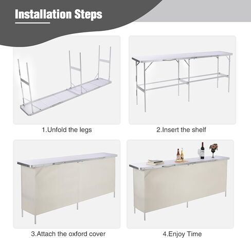 REDCAMP 82" Extra Long Portable Bar Table for Events, Pop-Up Bar Folding Mobile Bartending Station with Carry Bag for Party, Patio, Tradeshow, White in Saudi Arabia