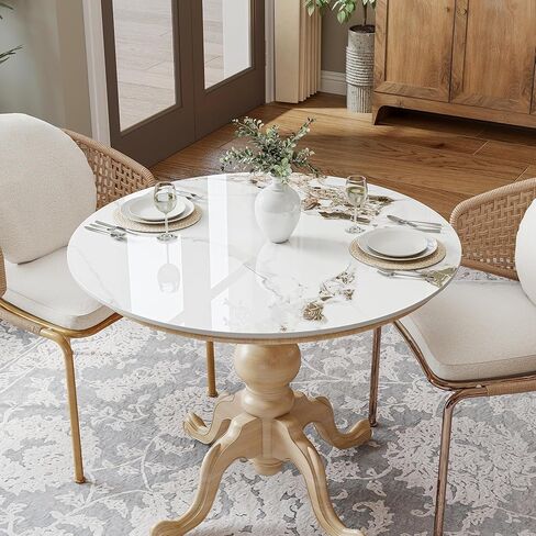 Table Top 31.5″ Round Ivory Sintered Stone - Heat Scratch Stain Resistant for Dining Office Bar Patio, Weatherproof Easy Clean in Kuwait