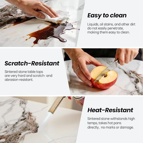 Table Top 31.5″ Round Ivory Sintered Stone - Heat Scratch Stain Resistant for Dining Office Bar Patio, Weatherproof Easy Clean in Kuwait