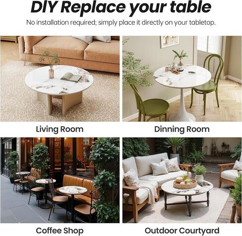 Table Top 31.5″ Round Ivory Sintered Stone - Heat Scratch Stain Resistant for Dining Office Bar Patio, Weatherproof Easy Clean in Kuwait