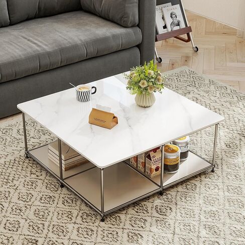 سطح طاولة مربع، سطح طاولة من الحجر الأبيض الملبد مقاس 27.5 سم، استبدال وغطاء سطح المكتب من الرخام بنفسك، مقاوم للخدش والاهتراء، مناسب للاستخدام الداخلي والخارجي in Kuwait