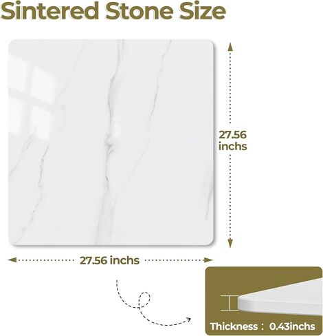 سطح طاولة مربع، سطح طاولة من الحجر الأبيض الملبد مقاس 27.5 سم، استبدال وغطاء سطح المكتب من الرخام بنفسك، مقاوم للخدش والاهتراء، مناسب للاستخدام الداخلي والخارجي in Kuwait