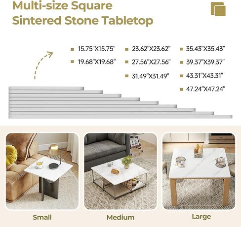 سطح طاولة مربع، سطح طاولة من الحجر الأبيض الملبد مقاس 27.5 سم، استبدال وغطاء سطح المكتب من الرخام بنفسك، مقاوم للخدش والاهتراء، مناسب للاستخدام الداخلي والخارجي in Kuwait