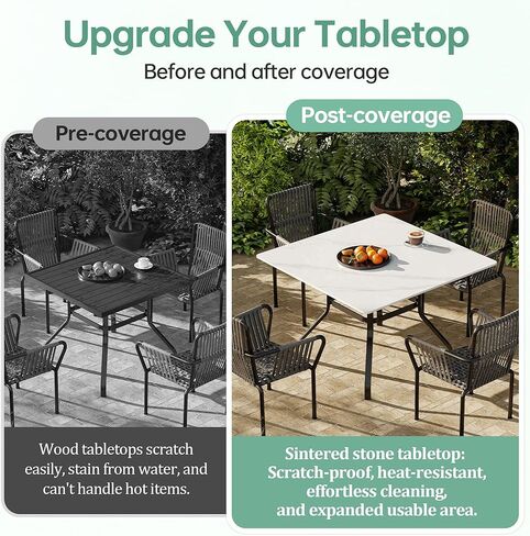 سطح طاولة مربع، سطح طاولة من الحجر الأبيض الملبد مقاس 27.5 سم، استبدال وغطاء سطح المكتب من الرخام بنفسك، مقاوم للخدش والاهتراء، مناسب للاستخدام الداخلي والخارجي in Kuwait