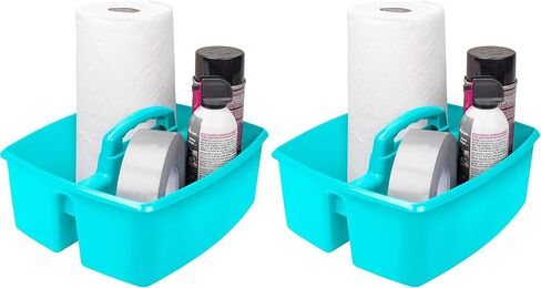 Storex Large Classroom Caddy with Cups, 13 x 11 x 6.575 Inches, Blue, Case of 2 (00985U02C) in Saudi Arabia