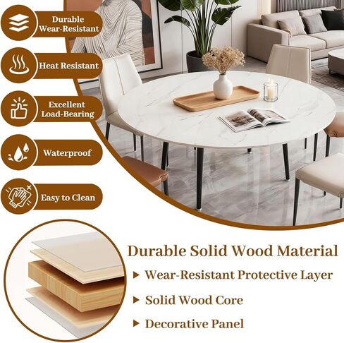 Wood Round Foldable Table Top Only Large Portable Tabletop for Desktop Transformation 47 51 55 59 63 71 inch 4-Fold Folding Round Table Top Extender Space Saving for Family Dinners(Light Walnut,47") in Kuwait