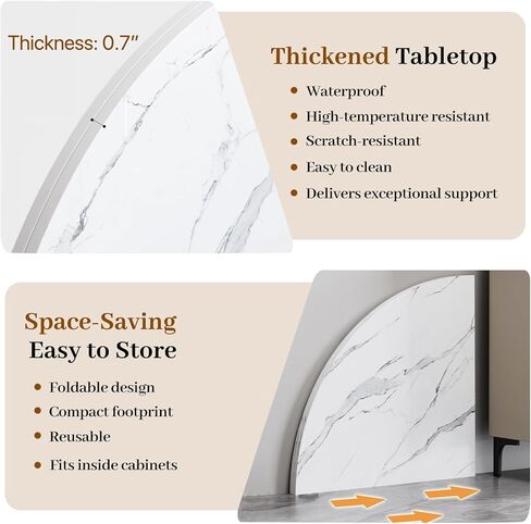 Wood Round Foldable Table Top Only Large Portable Tabletop for Desktop Transformation 47 51 55 59 63 71 inch 4-Fold Folding Round Table Top Extender Space Saving for Family Dinners(Light Walnut,47") in Kuwait