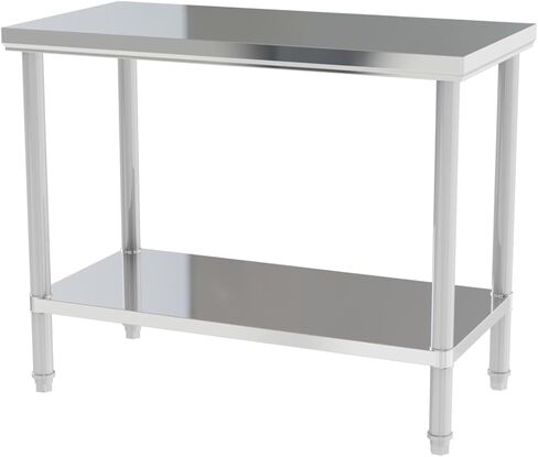 إعداد طاولة من الفولاذ المقاوم للصدأ والعمل بعجلات مقاس 24 × 48 بوصة، طاولة تجارية شديدة التحمل من NSF مع رف سفلي وأرجل مجلفنة للمطاعم والمنزل والفندق in Kuwait