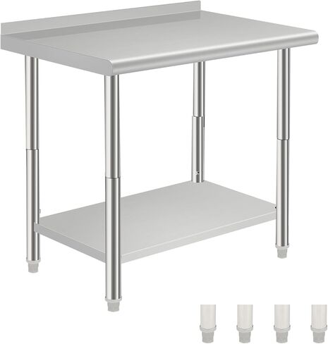 NSF Stainless Steel Table for Prep & Work, 30 in x 24 in with Adjustable Undershelf, Commercial Heavy Duty Table for Restaurant, Home and Hotel in Saudi Arabia