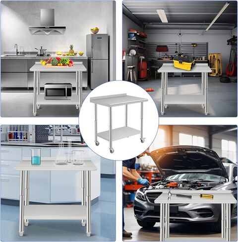 NSF Stainless Steel Table for Prep & Work, 30 in x 24 in with Adjustable Undershelf, Commercial Heavy Duty Table for Restaurant, Home and Hotel in Saudi Arabia
