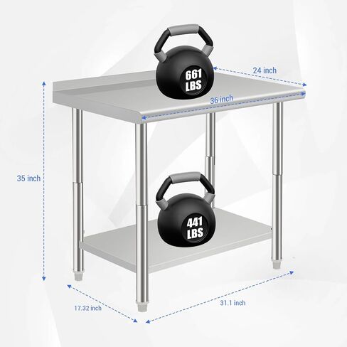 NSF Stainless Steel Table for Prep & Work, 30 in x 24 in with Adjustable Undershelf, Commercial Heavy Duty Table for Restaurant, Home and Hotel in Saudi Arabia