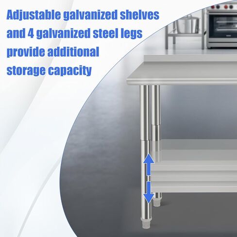 NSF Stainless Steel Table for Prep & Work, 30 in x 24 in with Adjustable Undershelf, Commercial Heavy Duty Table for Restaurant, Home and Hotel in Saudi Arabia