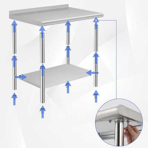 NSF Stainless Steel Table for Prep & Work, 30 in x 24 in with Adjustable Undershelf, Commercial Heavy Duty Table for Restaurant, Home and Hotel in Saudi Arabia
