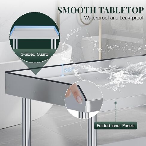 Jocisland 25"x28" Stainless Steel Equipment Stand & Equipment Grill Stand Table, NSF Certified with Adjustable Undershelf, Wheels and Edge Baffle for Commercial Kitchen, Restaurant & Home in Kuwait