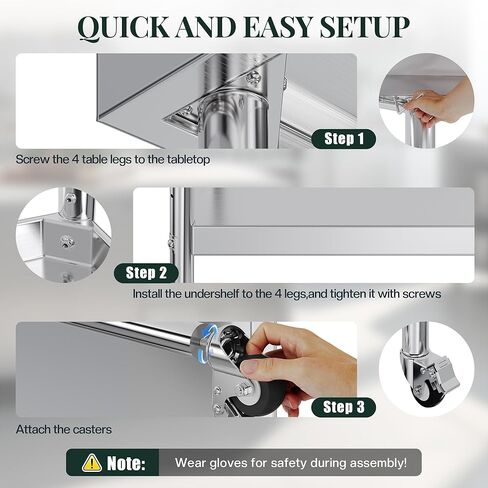 Jocisland 25"x28" Stainless Steel Equipment Stand & Equipment Grill Stand Table, NSF Certified with Adjustable Undershelf, Wheels and Edge Baffle for Commercial Kitchen, Restaurant & Home in Kuwait