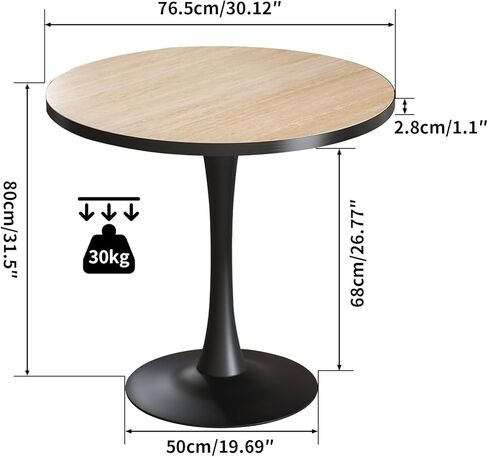 Wisfor Sintered Stone Dining Coffee Table - 30" Round Stone Dining Table for Kitchen Dining Room, Rust-Proof Iron Base and Travertine Tabletop in Saudi Arabia