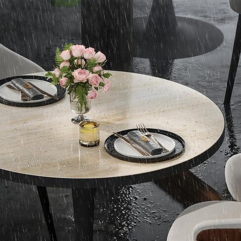 Wisfor Sintered Stone Dining Coffee Table - 30" Round Stone Dining Table for Kitchen Dining Room, Rust-Proof Iron Base and Travertine Tabletop in Saudi Arabia