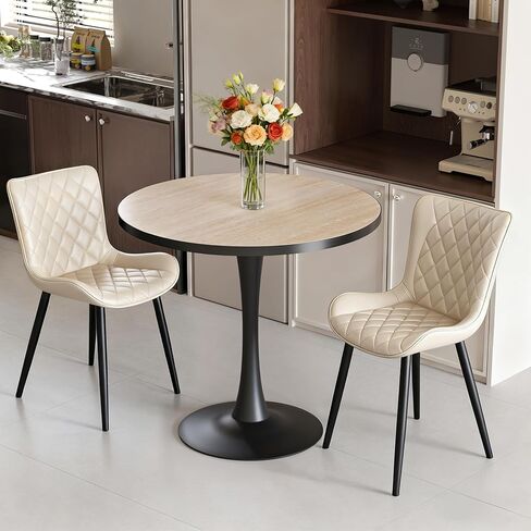 Wisfor Sintered Stone Dining Coffee Table - 30" Round Stone Dining Table for Kitchen Dining Room, Rust-Proof Iron Base and Travertine Tabletop in Saudi Arabia