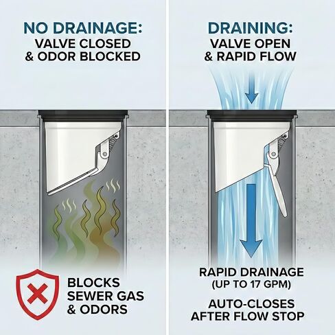 Drain Seal for 3 Inch General Purpose Floor Drain, Spring-Loaded Backflow Preventer Valve, Sewer Gas & Odor Blocker Core, Anti-Clog Solution for Basement & Shower in Kuwait