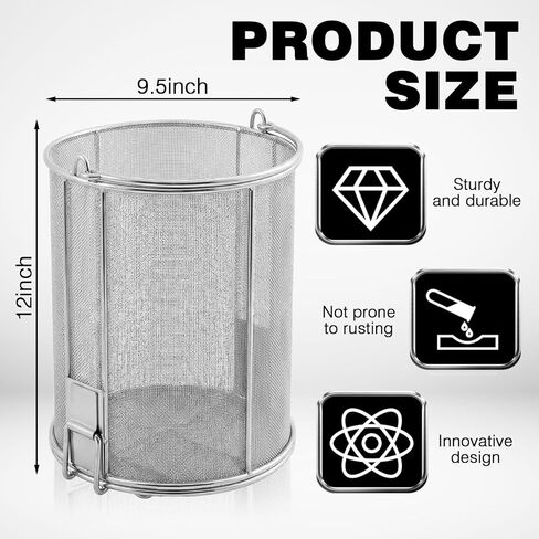 1 Pcs 1/32″ Dip N' Drain Stainless Steel Part Cleaning Strainer Basket for 5 Gallon Buckets, Swing Handle, for Mechanics, Auto Parts Washing, Garage, Shop & Home Workshop, Bucket Not Included in Kuwait