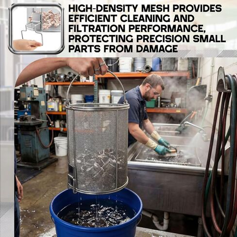 1 Pcs 1/32″ Dip N' Drain Stainless Steel Part Cleaning Strainer Basket for 5 Gallon Buckets, Swing Handle, for Mechanics, Auto Parts Washing, Garage, Shop & Home Workshop, Bucket Not Included in Kuwait