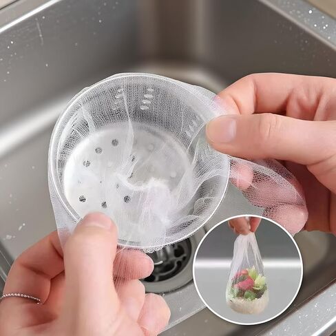 100-Pack Disposable Sink Strainer Bags, Mesh Filter for Collecting Kitchen Waste and Food Scraps, Easy Drainage Solution in Saudi Arabia