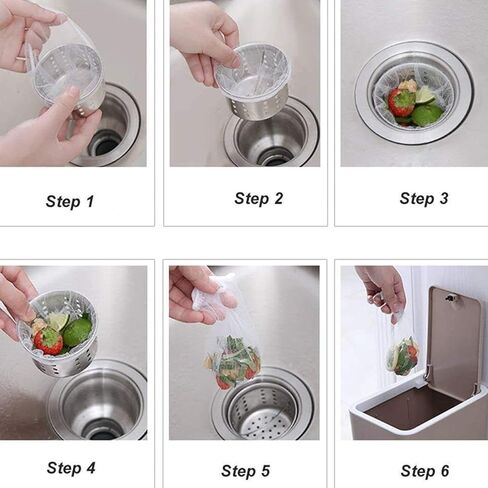 100-Pack Disposable Sink Strainer Bags, Mesh Filter for Collecting Kitchen Waste and Food Scraps, Easy Drainage Solution in Saudi Arabia
