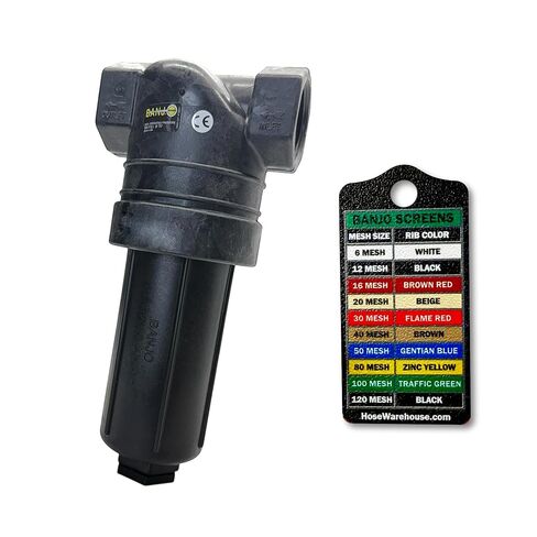 أصلي Banjo LST150-50 - 1-1/2" x 1-1/2" T Line Strainer 50 شبكة من الفولاذ المقاوم للصدأ مع سلسلة مفاتيح شبكية إضافية ومخطط ألوان الشاشة in Kuwait